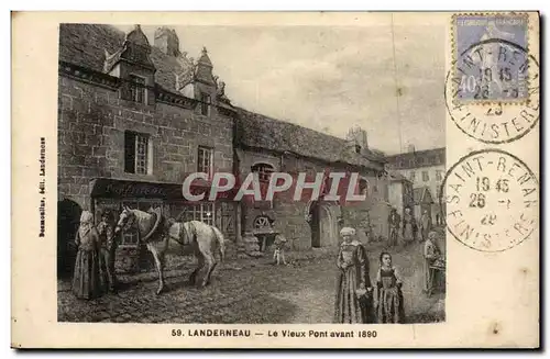 Ansichtskarte AK Landerneau Le Vieux Pont avant 1890 Cheval