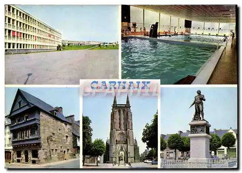 Cartes postales moderne Carhaix Le Lycee la Piscine la maison du Senechal L'eglise et la Tour d'Auvergne