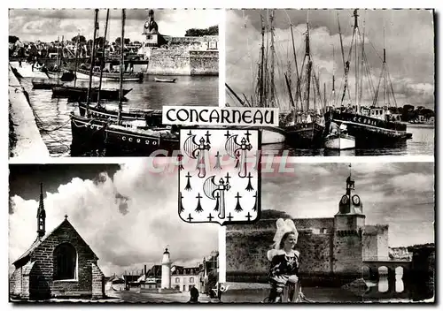 Cartes postales moderne Concarneau La ville close Les bateaux La chapelle de la Croix Costume de Concarneau Folklore