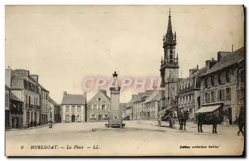 Cartes postales Huelgoat La Place Attelage Chevaux