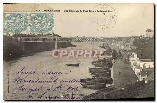 Ansichtskarte AK Douarnenez Vue Generale de Port Rhu Le Grand Pont Bateaux