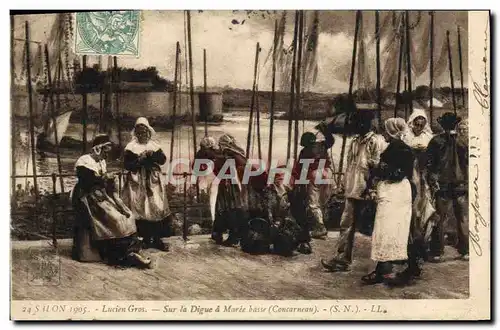 Ansichtskarte AK Salon 1905 Lucien Gros Sur la Digue a Marie basse Concarneau Bateaux