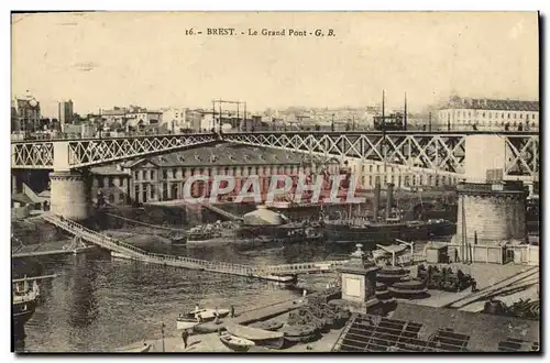 Ansichtskarte AK Brest Le Grand Pont Bateaux