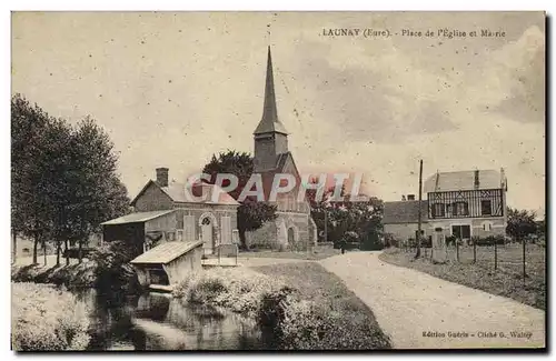 Ansichtskarte AK Launay Place De l&#39Eglise Et Mairie