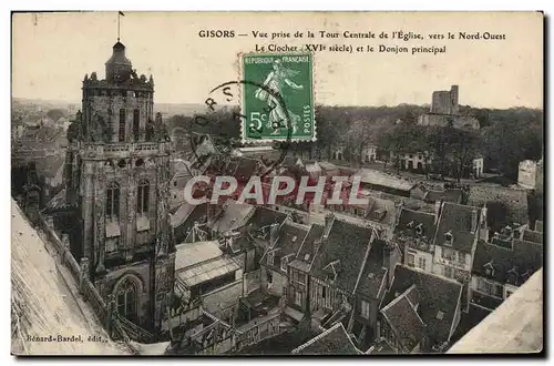Cartes postales Gisors Vue Prise De La Tour Centrale De l'Eglise Vers Le Nord Ouest Le clocher et le donjon p