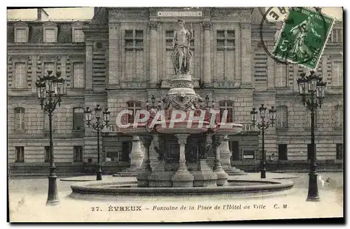 Ansichtskarte AK Evreux Fontaine De La Place De l&#39Hotel De Ville