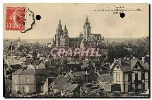 Cartes postales Evreux Vue Sur La Tour De l'Horloge Et La Cathedrale