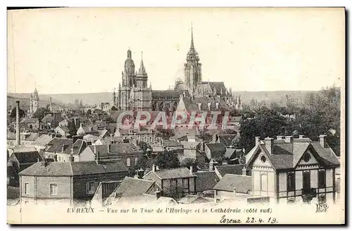 Cartes postales Evreux Vue Sur La Tour De l'Horloge Et La Cathedrale