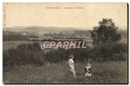 Cartes postales Dangu Le Haras Et La Colline Femme Enfant Chevaux