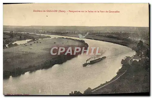 Ansichtskarte AK Environs De Gaillon Perspective Sur La Seine Et La Pont De Courcelles Bateau