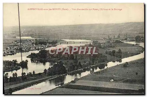 Cartes postales Amferville Sous les Monts Vue d'ensemble sur Poses l'Ecluse et le Barrage