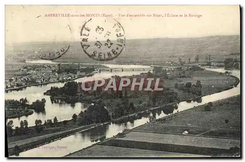 Cartes postales Amferville Sous les Monts Vue d'ensemble sur Poses l'Ecluse et le Barrage