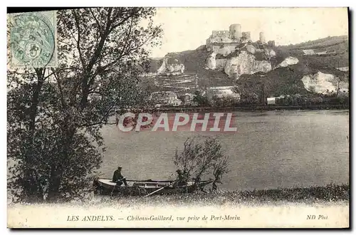 Cartes postales Le Andelys Chateau Generale Vue prise de Port Morin Peche Pecheur