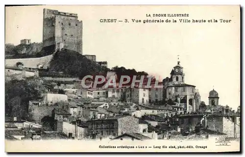 Ansichtskarte AK La Drome Illustree Crest Vue Generale de la Ville haute et la Tour