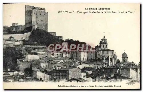 Cartes postales La Drome Illustree Crest Vue Generale de la Ville haute et la Tour
