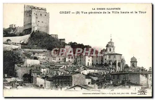 Ansichtskarte AK La Drome Illustree Crest Vue Generale de la Ville haute et la Tour