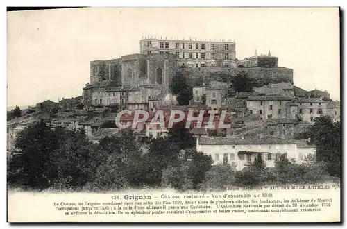Cartes postales Grignan Chateau restauro Vue d&#39ensemble au Midi