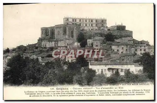 Cartes postales Grignan Chateau restauro Vue d'ensemble au Midi