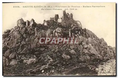 Cartes postales Sainte Agnes Environs de Menton Ruines Sarrasines du vieux chateau