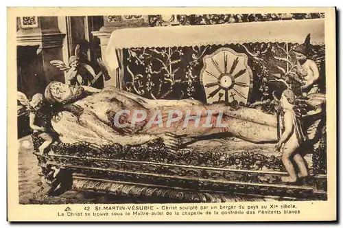 Cartes postales St Martin Vesubie Christ sculpte par un berger du pays