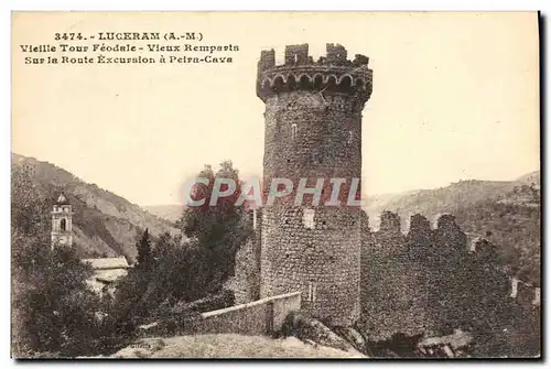 Ansichtskarte AK Luceram Vieille Tour Feodale Vieux Remparts Sur la Route Excursion a Peira Cava