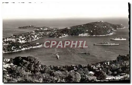 Moderne Karte Villefranche Sur Mer L&#39escadre au mouillage et le Cap Ferrat Bateaux