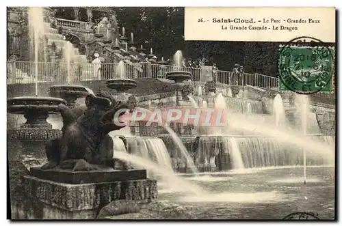 Cartes postales Saint Cloud Le Parc Grandes Eaux La Grande Cascade Le dragon