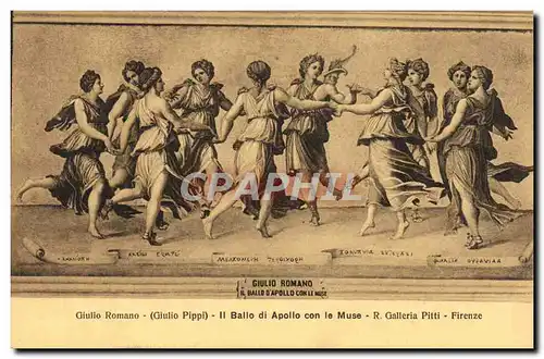 Cartes postales Giulio Romano Ballo di Apollo con le Muse Galleria Pitti Firenze