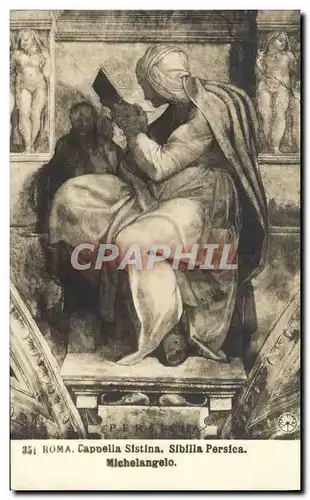 Cartes postales Roma Cappella sistina Sibilla Persica Michelangelo