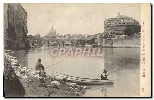 Cartes postales Roma Castel Angelo Veduto dal Tevere Peche Pecheur