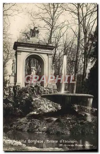 Cartes postales Roma Villa Borghese Fontana D'Esculapio
