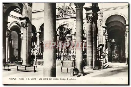 Cartes postales Firenze Chiese di S Spirito Una Veduta dell interno Filippa Brunelleschi