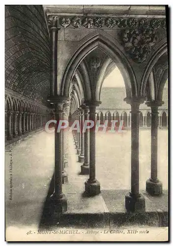 Cartes postales Mont St Michel Abbaye Le Cloitre