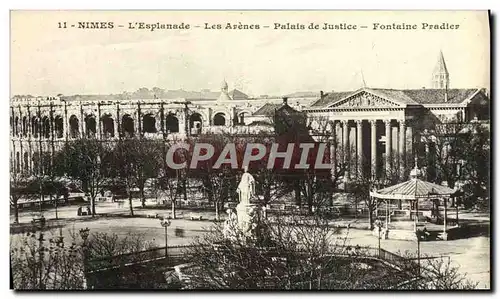 Ansichtskarte AK Nimes L&#39Esplanade Les Arenes Palais De Justice Fontaine Pradier