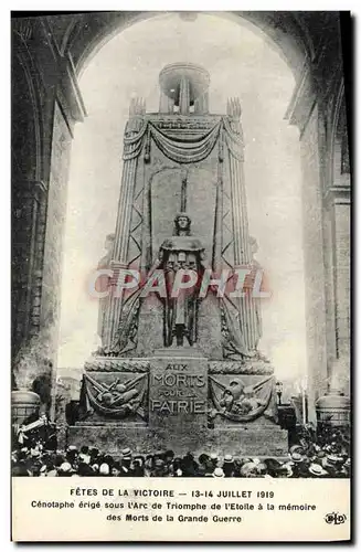 Ansichtskarte AK Fetes De La Victoire 14 Juillet 1919 Cenotaphe Erige Sous l&#39Arc De Triomphe De l&#39Etoile Mi