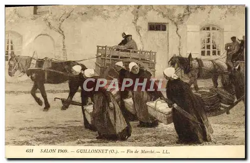 Cartes postales Salon 1909 Guillonnet Fin de Marche Folklore