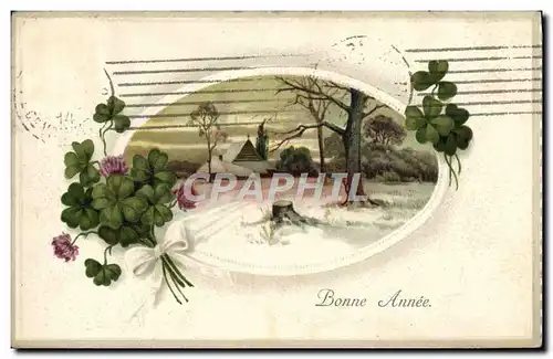 Cartes postales Fantaisie Bonne annee Trefle