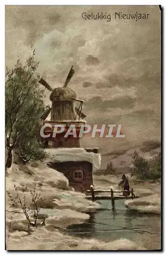 Cartes postales Fantaisie Moulin a vent