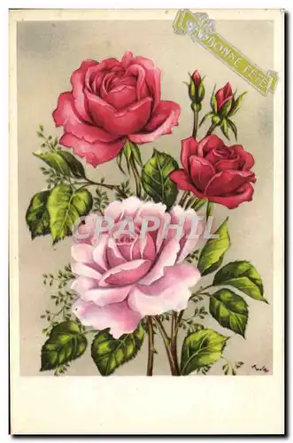 Cartes postales Fantaisie Fleurs Roses