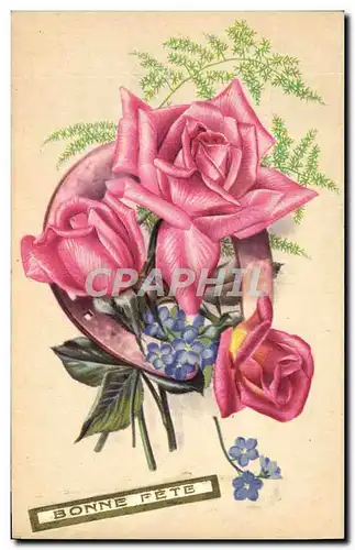 Cartes postales Bonne Fete Fleurs Fer a cheval