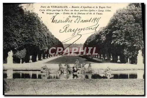 Cartes postales Parc de Versailles Bassin d&#39Apollon et le tapis vert