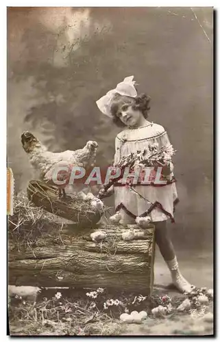 Cartes postales Fantaisie Enfant Poule Poussins Paques