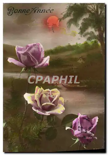 Cartes postales Fantaisie Fleurs Bonne Annee