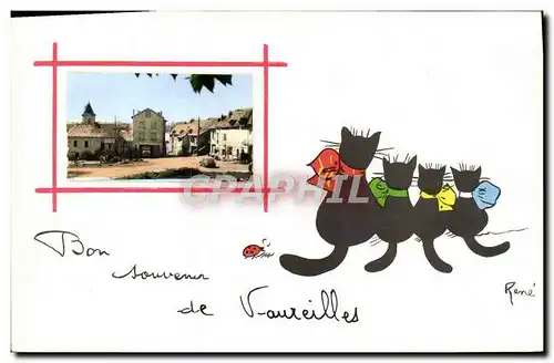 Cartes postales Fantaisie Souvenir de Vaureilles Chat Chaton Chatons