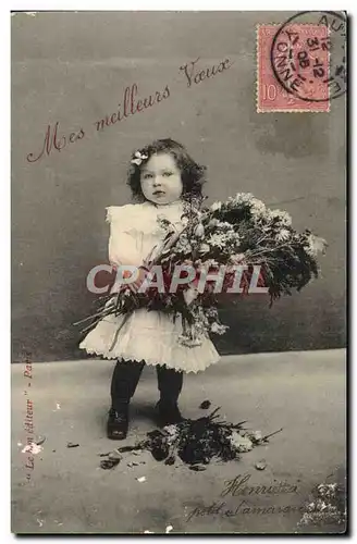 Ansichtskarte AK Fantaisie Enfant Fleurs