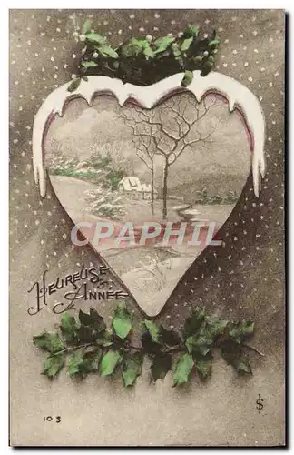 Cartes postales Fantaisie Bonne annee Coeur