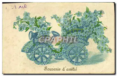 Cartes postales Fantaisie Char a fleurs Automobile