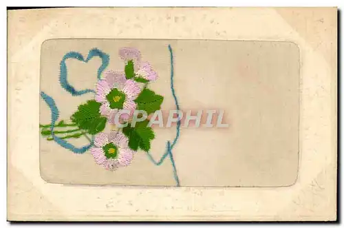 Cartes postales Fantaisie Fleurs brodee