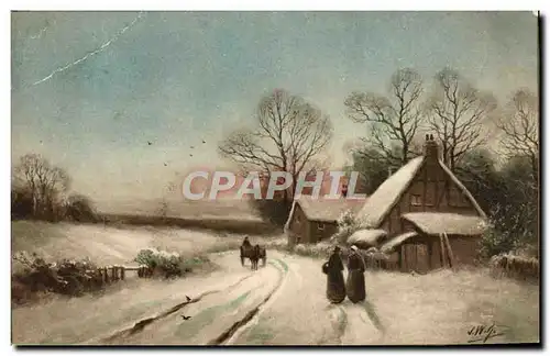 Ansichtskarte AK Fantaisie Paysage sous la neige
