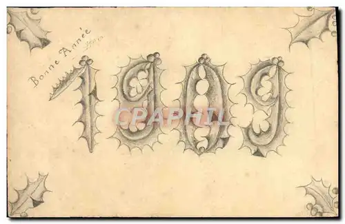 Cartes postales Fantaisie annee 1909 (dessin a la main)